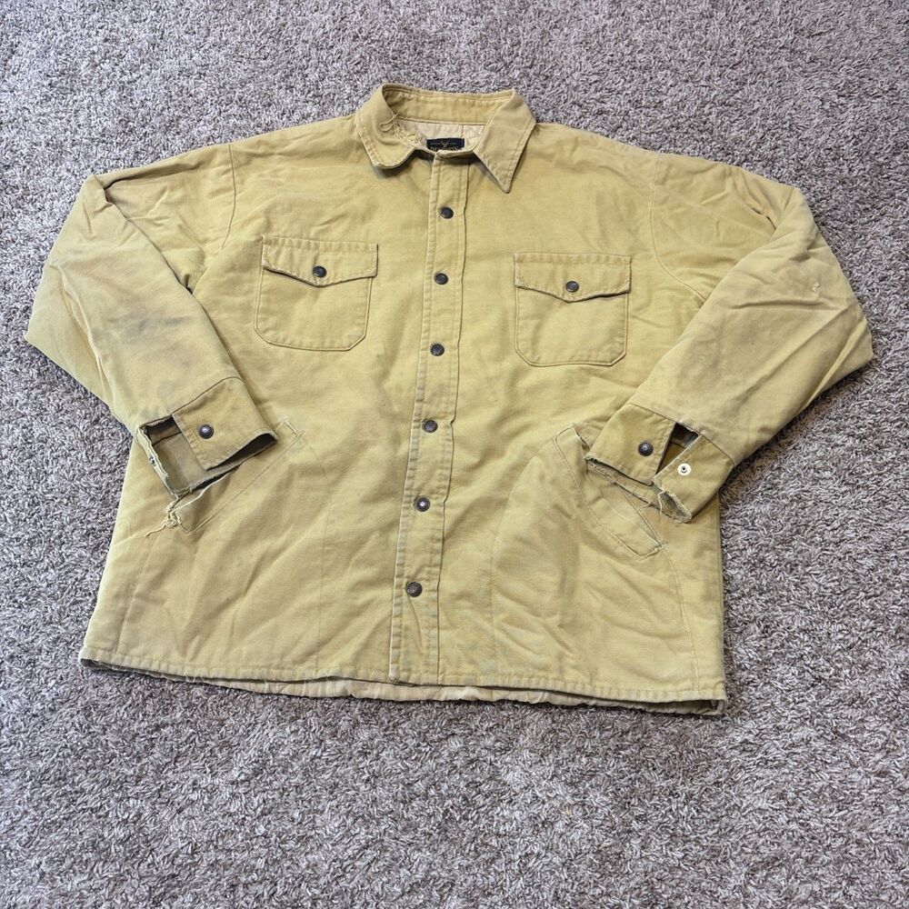 Vintage Melton Shirt Co Deerskin Flannel Shirt Mens Sz XL Chamois Made in USA